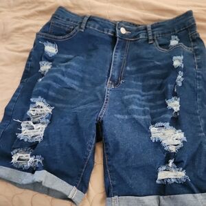 Distressed Denim Shorts
